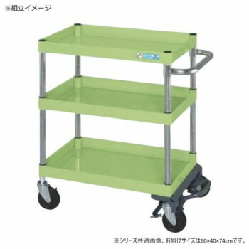 \今だけ!エントリーでポイント5倍!/ サカエ CSパールワゴン中量タイプ フットブレーキ付 グリーン CSP-6073BRSE【送料無料】|LifeUp