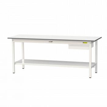 \今だけ!エントリーでポイント5倍!/ 山金工業(YamaTec) SUP-1860UTT-WW ワークテーブル150シリーズ 固定式 キャビネット付 (H740mm) 1800×600mm (全面棚板付)【送料無料】|LifeUp