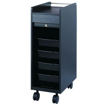 木製ワゴン ワームス シャッター付きワゴン C-345 黒木目 13450【送料無料】