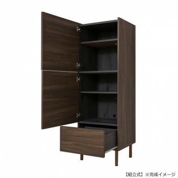 \今だけ!エントリーでポイント5倍!/ 日本製組立家具 収納キャビネット ハイタイプ リビング収納 ウォールナット 木目 co-bs-1550th-wn【送料無料】|LifeUp