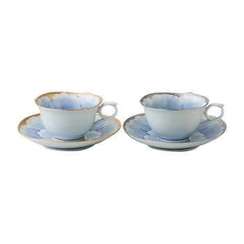 56042　プラチナ牡丹 ペアコーヒー碗皿【送料無料】