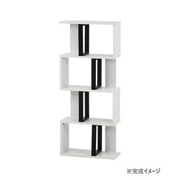 不二貿易 C/D:52278 S字ディスプレイラック 4段 オークWH【送料無料】