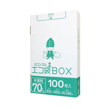 \今だけ!エントリーでポイント5倍!/ エコ袋BOX 70L HK-740 半透明 100枚×4小箱【送料無料】|LifeUp