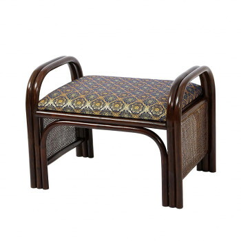 今枝バス発着場 Romantic Rattan 籐金襴座腰かけ 紺 C15【貨物輸送無料】 イス・チェア-座椅子
