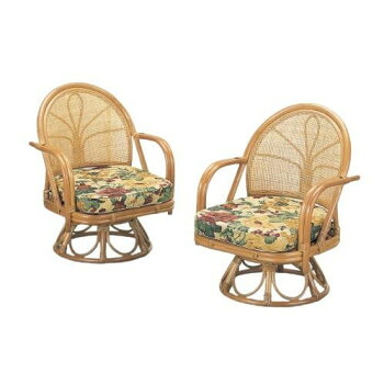 今枝商店 Romantic Rattan 籐回転座椅子2脚組 ハイタイプ S34【送料無料】