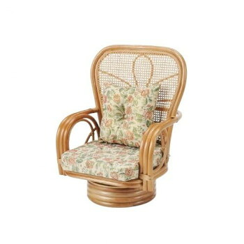 今枝商店 Romantic Rattan 籐ワイド＆ハイバック 回転座椅子 ミドルタイプ S562【送料無料】