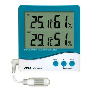 A＆D 外部温湿度センサー付き温湿度計 デュアルチャンネル AD5648A【送料無料】