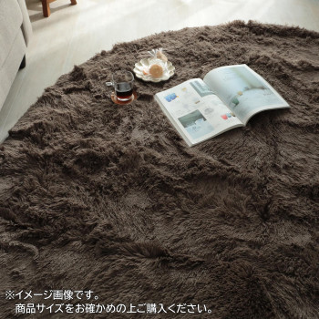 マイクロファイバーロングシャギーラグ　シフォン　円形　190cm　グレージュ「GSCD508386」【送料無料】