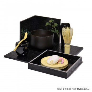 茶道具　お点前セット　喫茶箱　黒掻合(ブラック) ・ 松　【送料無料】