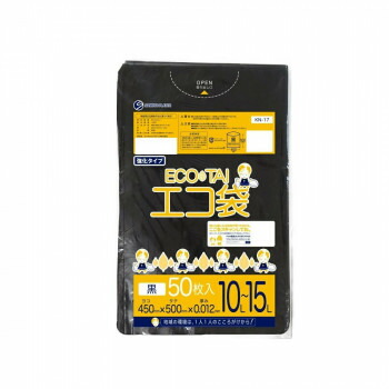 \今だけ!エントリーでポイント5倍!/ ECO TAI エコ袋 10L-15L KN-17 黒 50枚×60冊【送料無料】|LifeUp