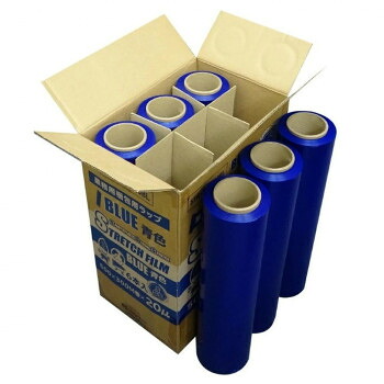 \今だけ!エントリーでポイント5倍!/ 業務用梱包用ラップ STRETCH FILM STR-500-20BL 青 6本【送料無料】|LifeUp