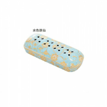 九谷焼 夕凪 寝かせる線香皿 小　水色鉄仙【送料無料】