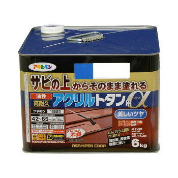 ＼今だけ！エントリーで尖んがり5倍／アサヒペン 大屋根用えの具 油性高耐久アクリル樹脂トタン用α 6kg 天の原青碧【貨物輸送無料】