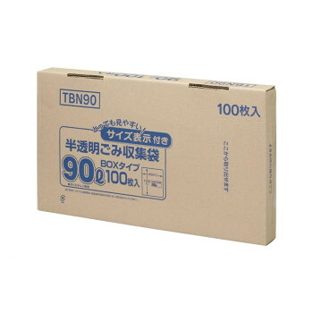 \今だけ!エントリーでポイント5倍!/ ジャパックス 容量表示入ポリ袋90L 白半透明 100枚×4箱 TBN90【送料無料】|LifeUp