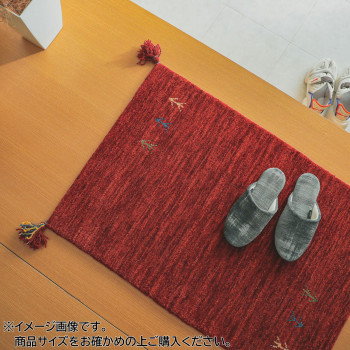 ＼今だけ！エントリーで尖んがり5倍／シンプルギャッベマット AYAKA(アヤカ) 部屋の入り口引っ敷き 60×90糎 赤いこと「GSCD802948」【貨物輸送無料】