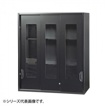 ＼今だけ！エントリーで尖んがり5倍／豊國実業 壁面納める庫浅型3枚引違い硝子扉 黒いこと HOS-HKG3SX-B CN-10色(黒いこと)【貨物輸送無料】
