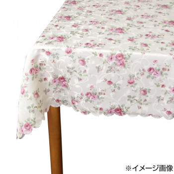 ローズ柄 撥水テーブルクロス アイボリー 140×180cm QSI-2209/140180【送料無料】