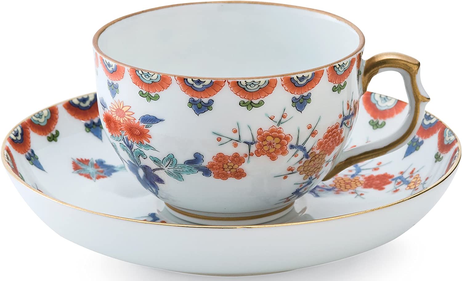 有田焼 賞美堂中央局 彩画梅菊文 紅茶碗皿 S-3096 言い慣わし芸術 日本 紅茶の葉 珈琲 和 オシャレ 今めかしい 飛び切り 御客さん用 おもてなし