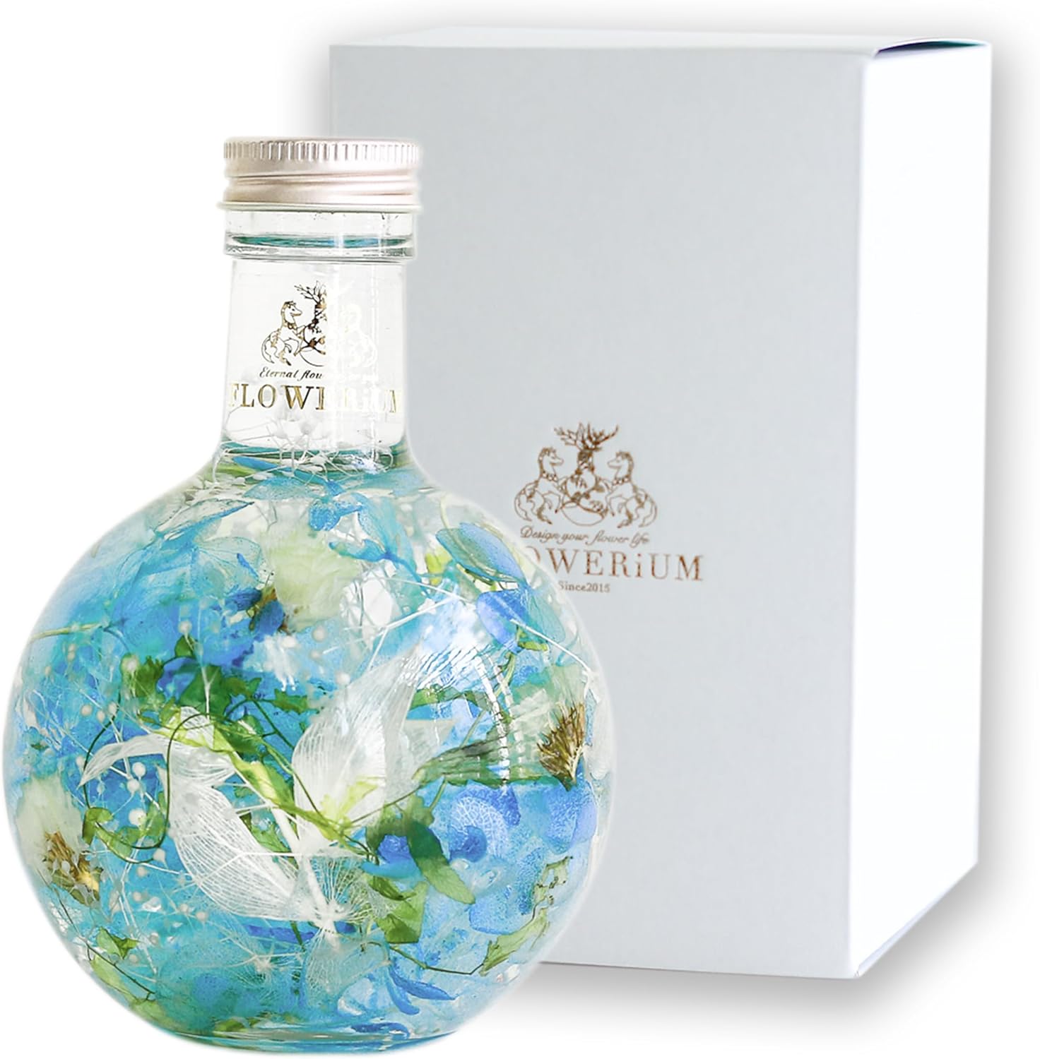 フラワリウム ハーバリウム パルファン 母の日 花 フラワーギフト FLOWERiUM Parfum 誕生日 プレゼント 贈り物 ソープフラワー ドライフラワー プリザーブドフラワー 花束 女性 結婚 引っ越し 記念日 母の日 ホワイトデー ( ブルー )