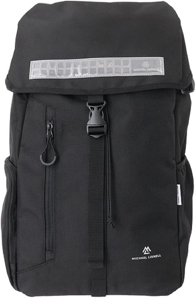 [ MICHAEL LINNELL マイケルリンネル ] バッグ リュック バックパック 耐久性 撥水 軽量 BACKPACK バックパック デイパック ビジネス PCポケット 普段使い 通勤 通学 ビジネス 旅行 メンズ レディース 32L ML-008RE （ ブラック/シルバー ）｜わくわくらいふ店