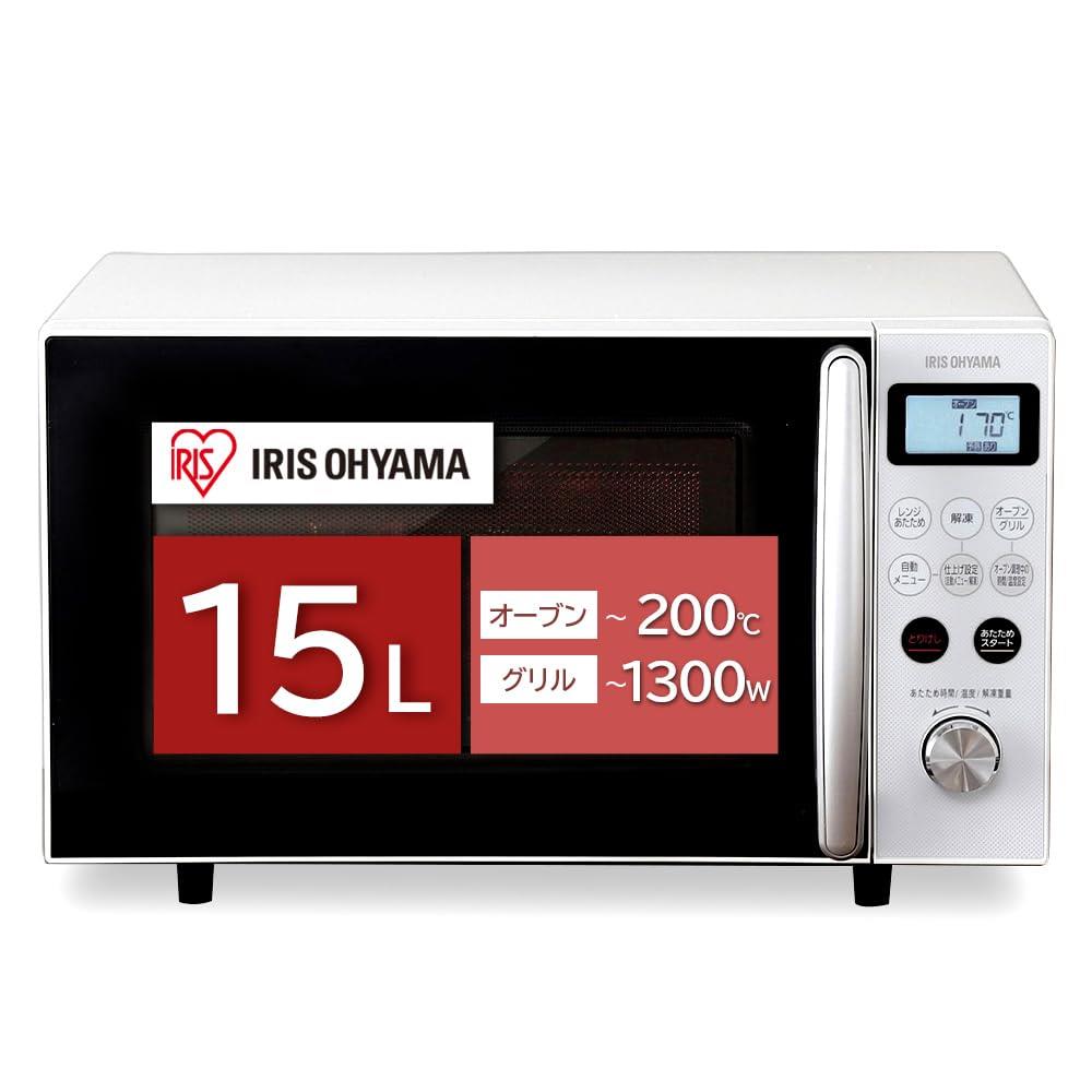 アイリスオーヤマ(IRIS OHYAMA) オーブンレンジ 15L ターンテーブル ヘルツフリー 全国対応 レンジ~600W オーブン~200℃ グリル~1300W 発酵機能 自動メニュー8種 トースト 1年メー カー保 証 ホワイト MO-T1501-W