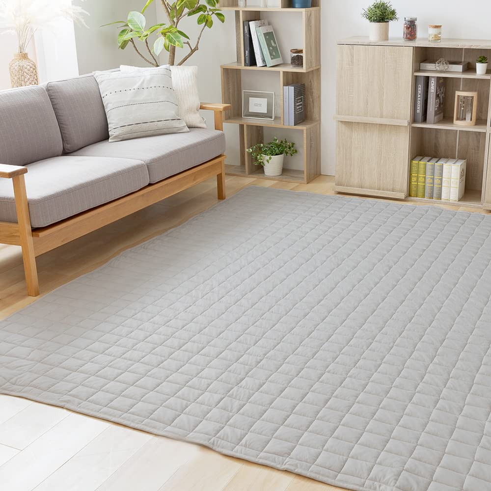 アイリスプラザ オーガニックコットン100% 家族みんなに優しいラグ 200×250cm ライトグレー 抗菌・防臭・防ダニ加工でいつでも清潔 ご家庭で丸洗い可能 綿100%でお子様にも優しい肌触り 汗ばむ季節も快適 安心して過ごせる滑り止め加工 ラグ マット カーペット 夏用ラグ 夏