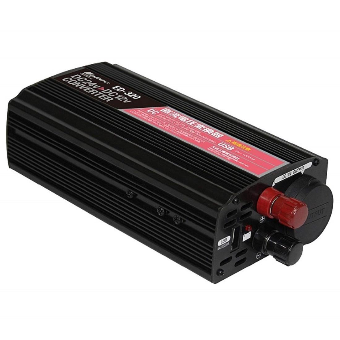 メルテック(meltec) 車載用 DCDCコンバーター デコデコ 3way(USB＆アクセサリーソケット＆陸式ターミナル) DC24V ソケット1口30A・USB1口1A 配線タイプ Meltec ED-320