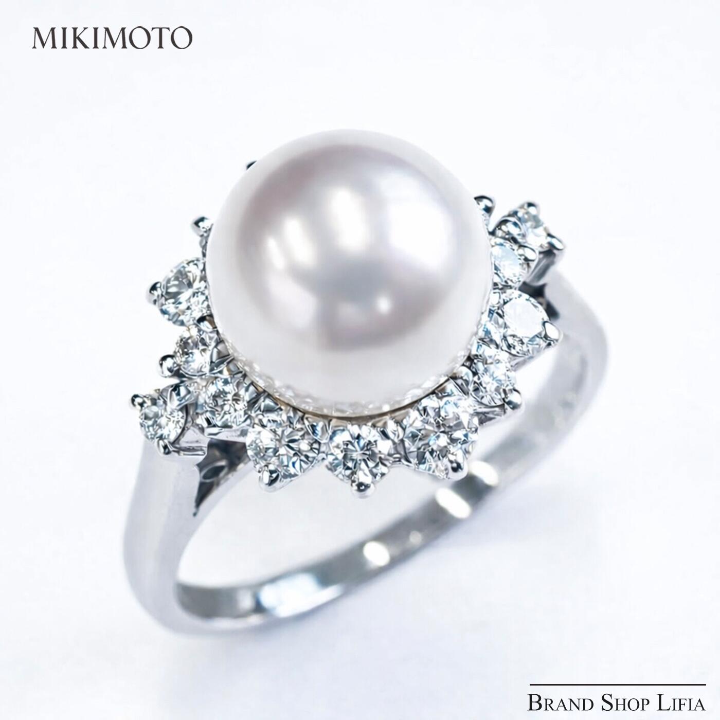 ミキモト MIKIMOTO リング アコヤ真珠 8.7mm ダイヤモンド プラチナ Pt950 11号 レディース ジュエリー ブランド 指輪 中古 極美品｜Brand Shop Lifia