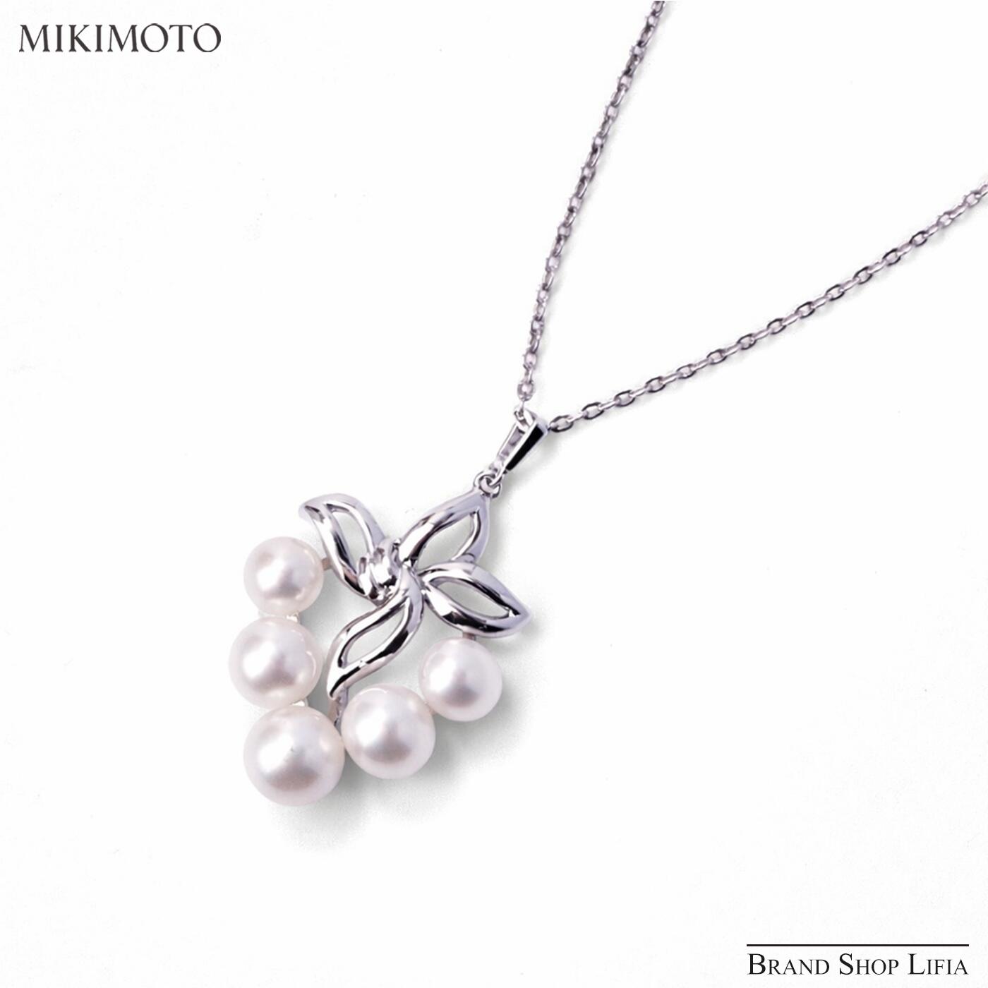 ミキモト MIKIMOTO ネックレス パール ペンダント あこや真珠 ネックレス 4.9～5.9mm シルバー金具 パール6粒 ブランドジュエリー レディース 冠婚葬祭 入学式 中古 極美品
