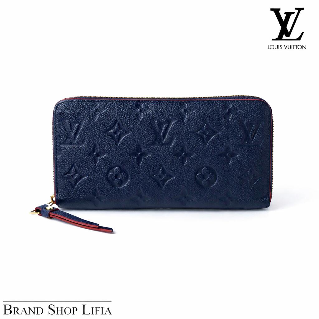 ルイヴィトン LOUIS VUITTON 長財布 モノグラム アンプラント ジッピーウォレット 本革 レザー ネイビー マリーヌルージュ M62121 ラウンドファスナー 正規箱付き レディース メンズ ブランド 中古 美品 57,780円