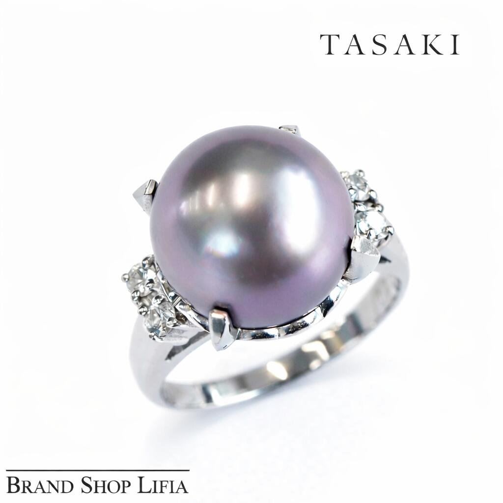 TASAKI タサキ リング あこや真珠 パールリング 11.5mm 大粒 プラチナ Pt900 ダイヤモンド D0.16ct 指輪 11号 レディース ジュエリー 冠婚葬祭 入学式 中古 極上品