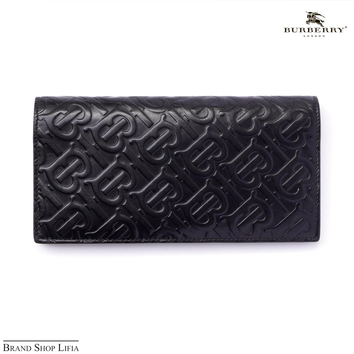 バーバリー BURBERRY 長財布 縦型 レザー ブラック TBモノグラム 二つ折り長財布 ウォレット 8017650 メンズ レディース ユニセックス ブランド財布 中古 美品｜Brand Shop Lifia