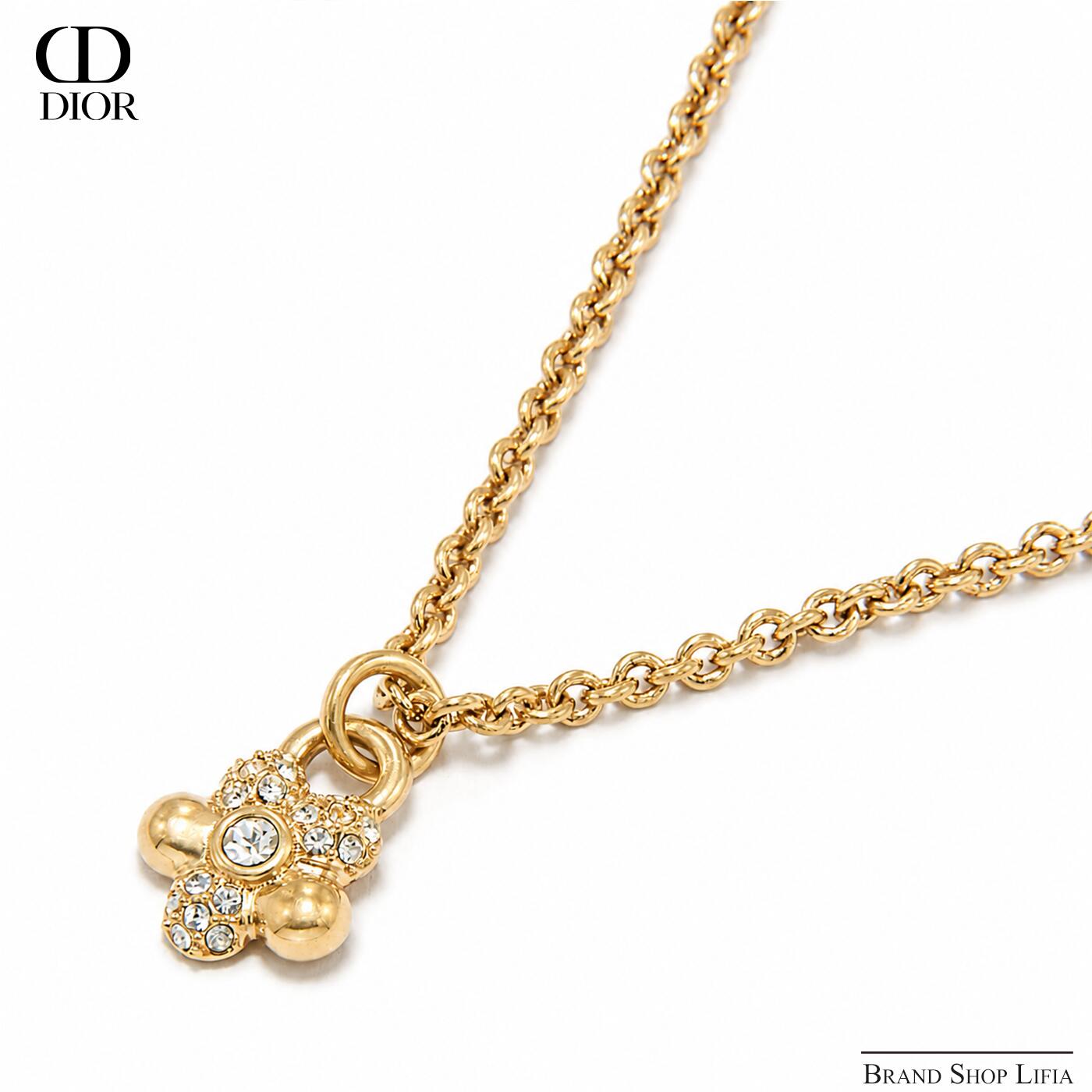 クリスチャン ディオール Christian Dior ペンダント ネックレス フラワーモチーフ ロング ヴィンテージ ゴールド GP ラインストーン レディース ブランド アクセサリー 中古 美品｜Brand Shop Lifia 28,656円