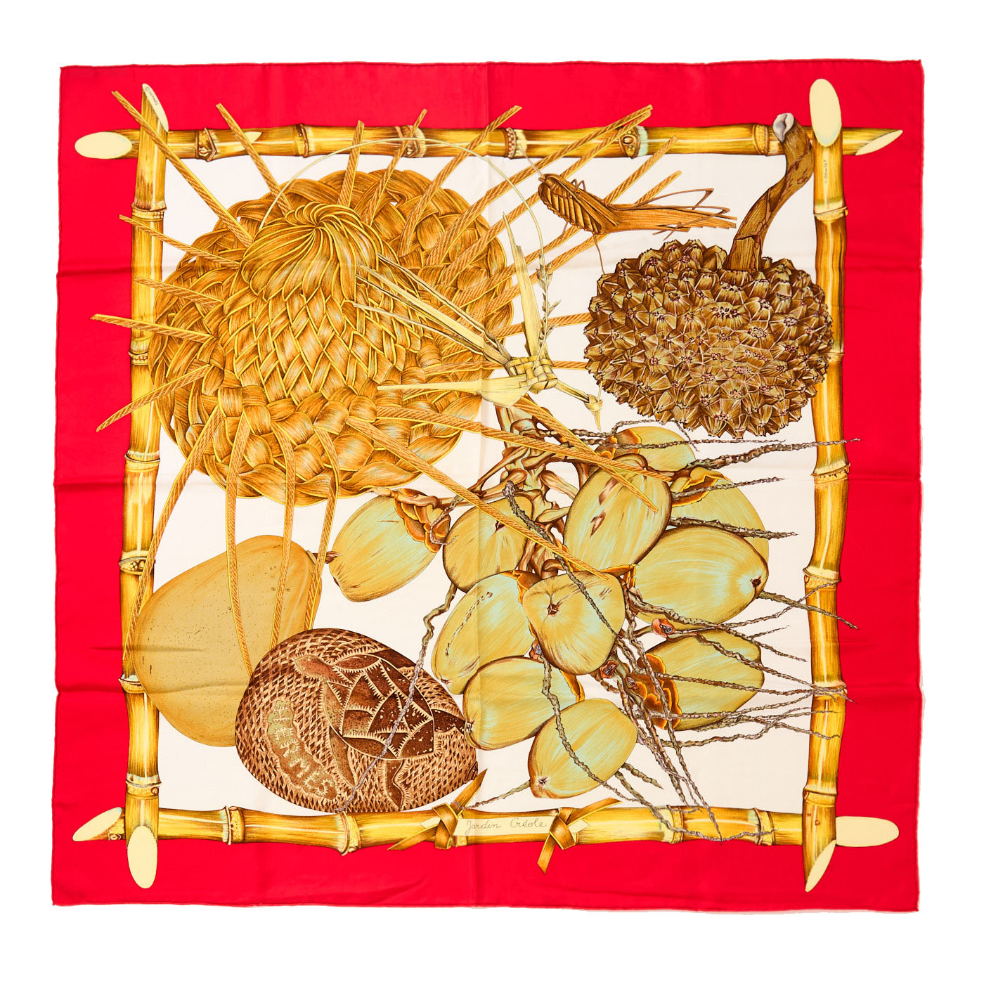 【美品】HERMES カレ90 プロヴァンスの花刺繍 エルメス スカーフ カレ90 プロヴァンスの花刺繍 Provence