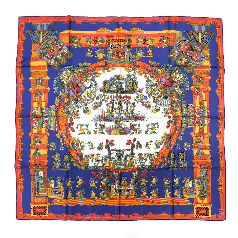 エルメス スカーフ カレ90 ASTRES et SOLEILS 天体と太陽 エルメス カレ90 LE ROY SOLEIL 太陽王 スカーフ シルク ブルー