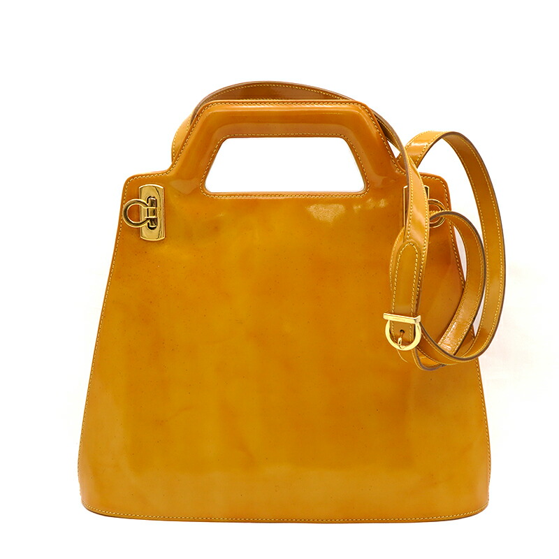【美品】 フェラガモ ガンチー ニ ハンドバッグ 2way FERRAGAMO 【中古】Salvatore Ferragamoフェラガモ『ガンチーニ