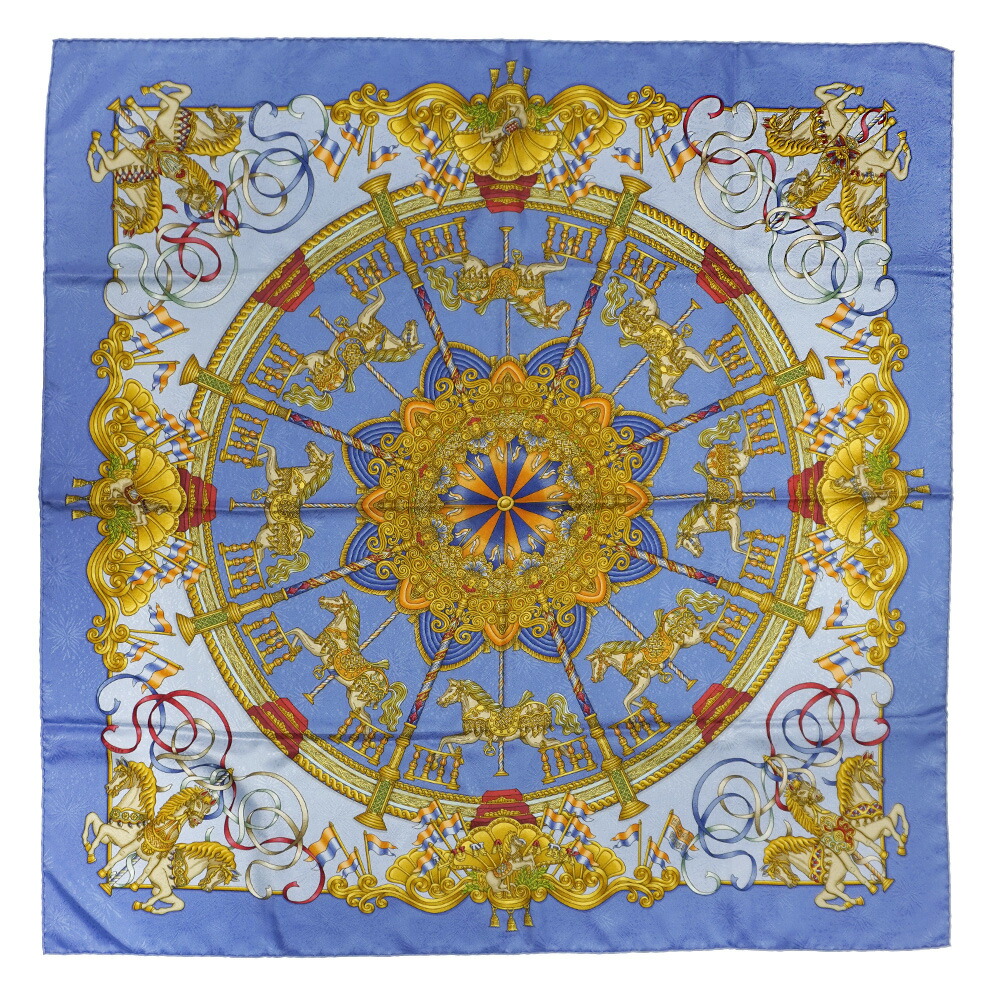 楽天市場】【中古】 エルメス HERMES カレ 90 Crano Manege ブルー