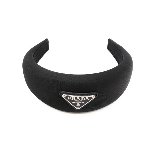 値下げしました‼️新品未使用　PRADA カチューシャ 黒  ロゴプレート付 楽天市場】【中古】 PRADA プラダ クリスタルトライアングルロゴ