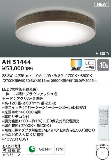 Web限定 楽天市場 15000円 送料無料 コイズミ照明 Ledシーリングライト Ah51444 北海道 沖縄 離島を除く ライトアロイ 国内最安値 Lexusoman Com