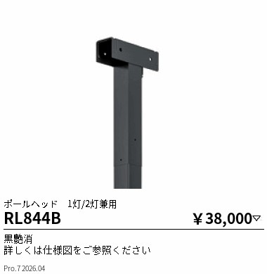 【15,000円~送料無料※】遠藤照明 ポールヘッド1灯用/2灯用兼用 RL844B (※北海道沖縄離島を除く)|ライトアロイ