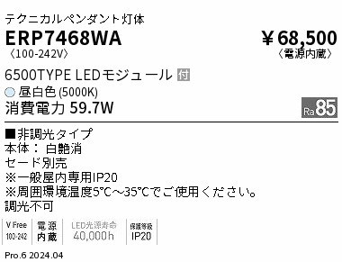【15,000円～送料無料※】遠藤照明 Ｒｓ　ペンダント／Ｒ６５００タイプ／５０００Ｋ ERP7468WA (※北海道・沖縄・離島を除く)｜ライトアロイ
