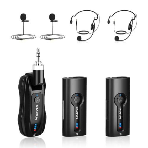 2人用ワイヤレスマイク KIMAFUN2.4Gワイヤレスヘッドセットおよびラベリアラペルマイク 2人同時使用可能 外付けクリップマイク 50m伝|Light Base