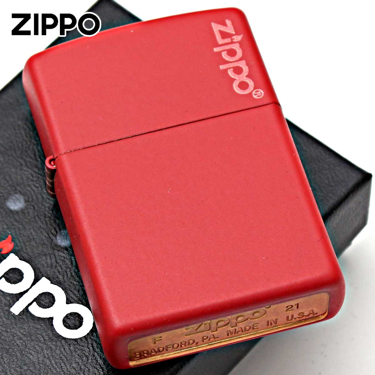 Zippo ジッポライター レッド マット ジッポ ロゴ Red Matte Zippo Logo 233ZL メール便専用商品