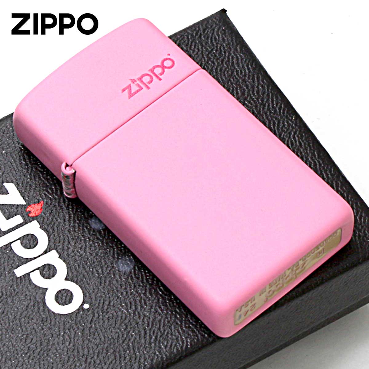 Zippo ジッポライター スリム ピンク マット ジッポ ロゴ SLIM Pink Matte Zippo Logo 1638ZL メール便専用商品