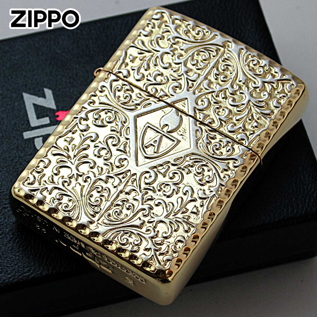 Zippo ジッポライター アーマー アラベスク 唐草 コーナーリューター 両面加工 シルバー ゴールド ARMOR Arabesque 162 SG 1201S849 メール便専用商品