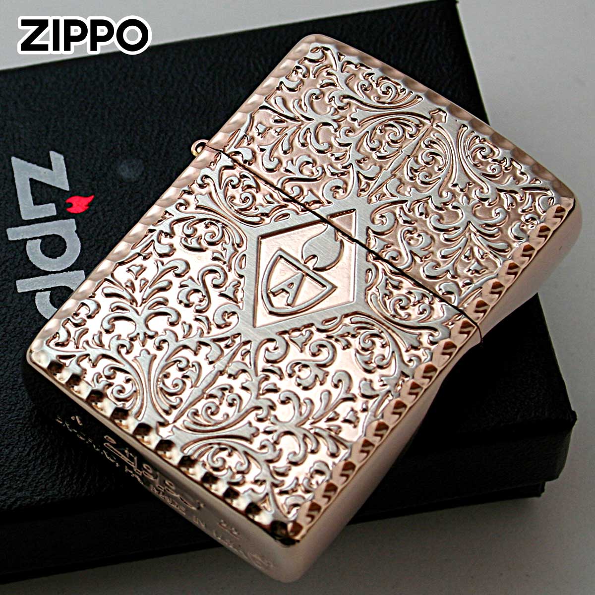 Zippo ジッポライター アーマー アラベスク 唐草 コーナーリューター 両面加工 ピンクゴールド ARMOR Arabesque 162 PKG 1201S850 メール便専用商品