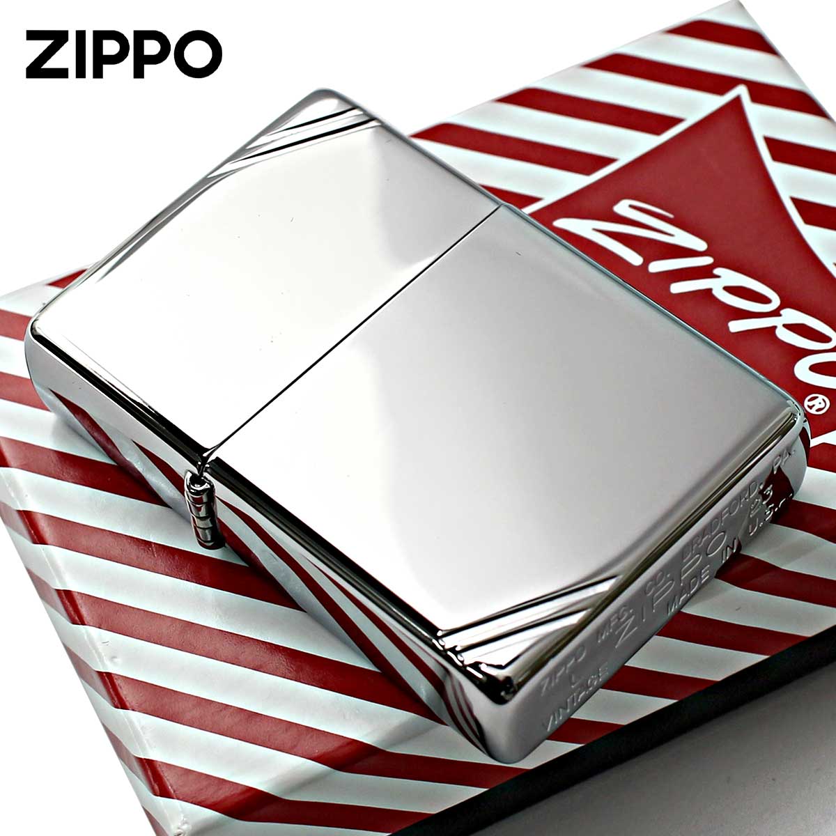 Zippo ジッポライター 1937レプリカ 無地 シルバー 鏡面 フラットトップ ビンテージ ダイヤゴナルライン ハイポリッシュクローム High Polish Chrome Vintage No.260 メール便専用商品