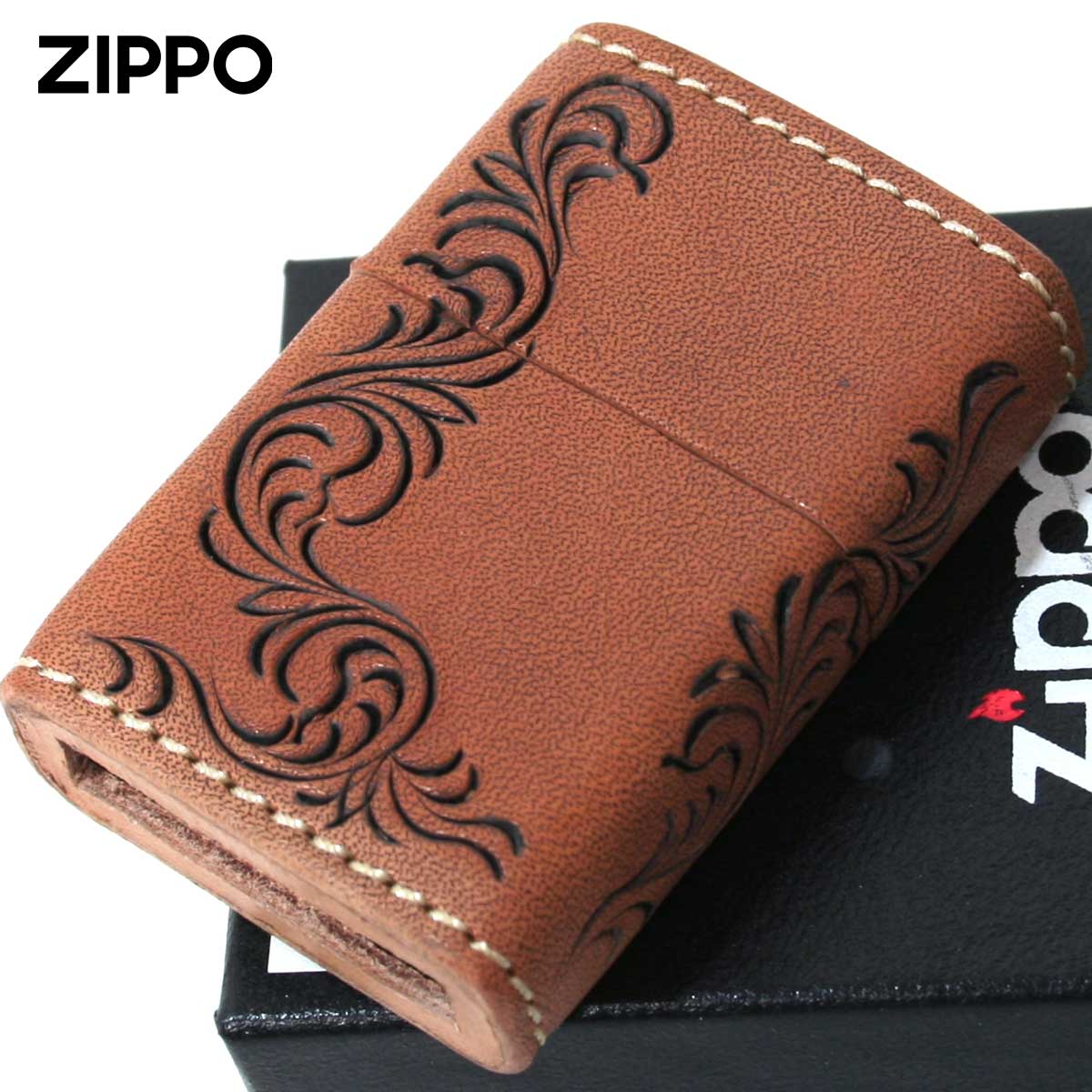 Zippo ジッポライター 革巻き レザー ワークス カオス Leather Works CHAOS LWC Z 唐草 アラベスク メール便専用商品