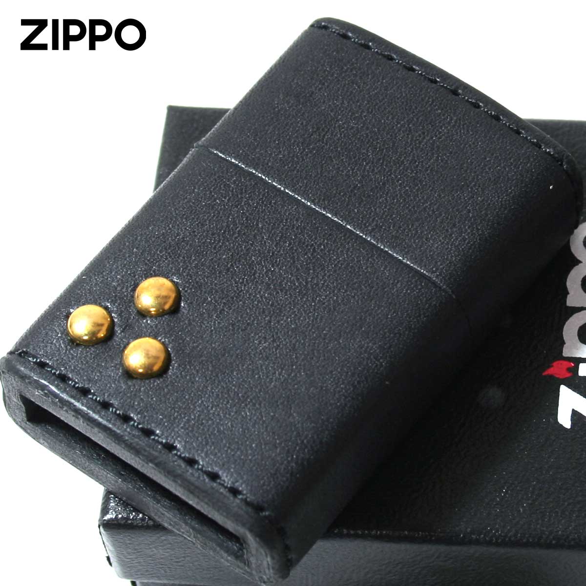 Zippo ジッポライター 革巻き レザー ワークス カオス Leather Works CHAOS LWC Z スリードットスタッズ メール便専用商品 9,075円