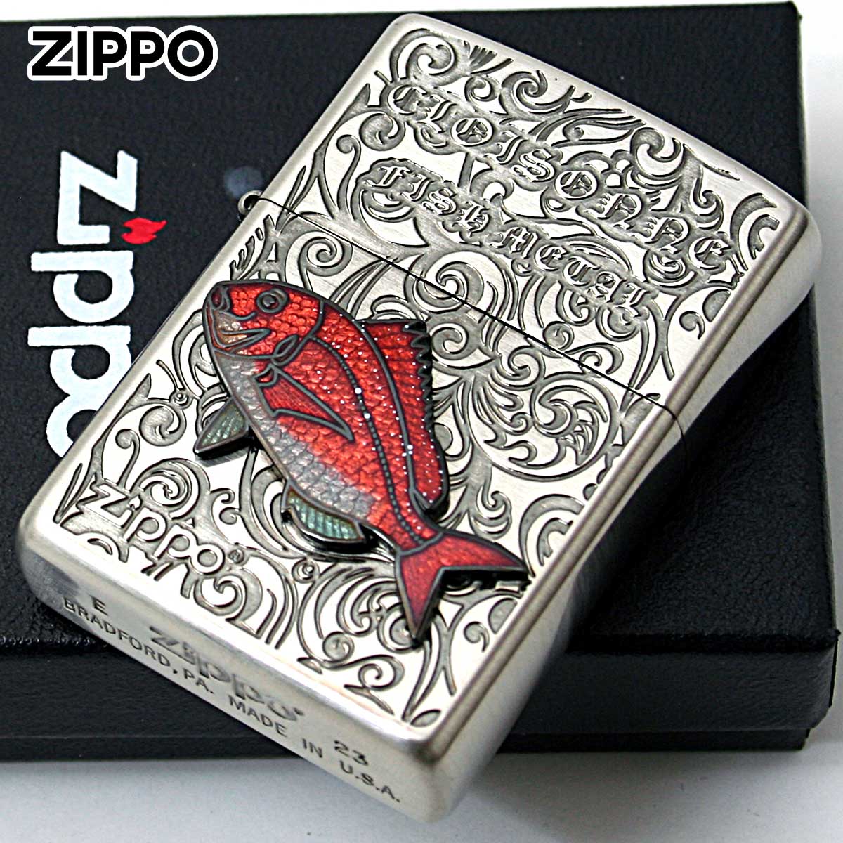 楽天市場】Zippo ジッポライター ブラックトラウト ヴィンテージ 七宝